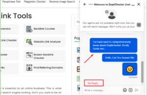 Conversation With Duplichecker Customer Support