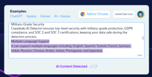 Copyleaks AI Detection Report for Human+AI Content